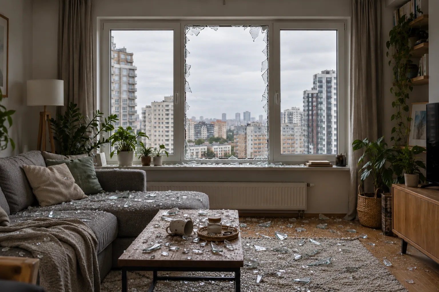 Уламки після удару
